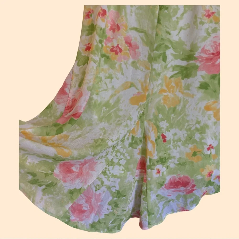 EMMA JAMES Floral Cottagecore Boho Women’s Skirt Gauzy Hi/Low Light Airy Lined - Picture 6 of 13